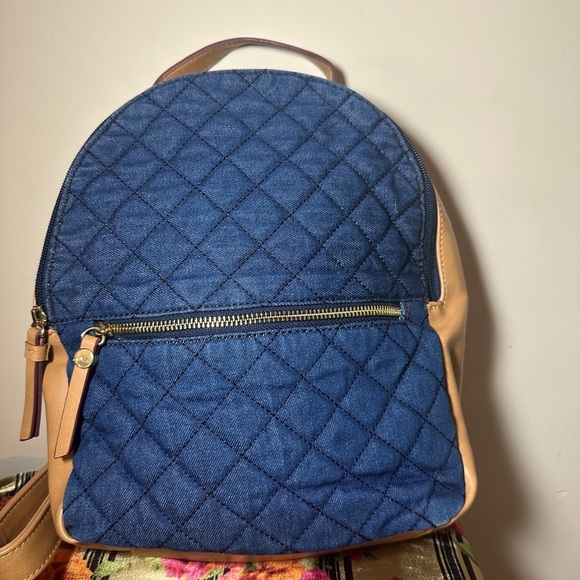 Liz Claiborne Blue and Tan Quilted Backpack main image 7